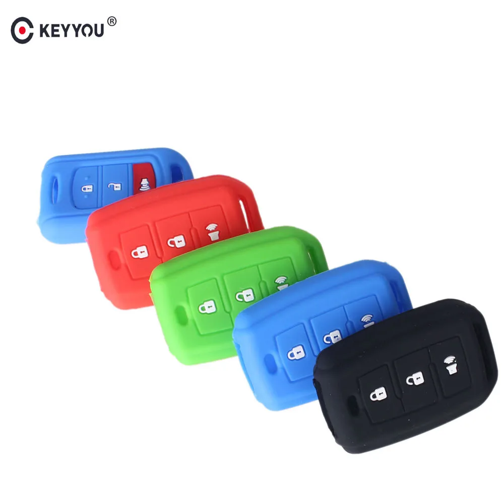 

KEYYOU Silicone Car Key Cover Case Fob Cover For Toyota Avalon Camry 2018 Corolla RAV4 Highlander Fob Smart Remote Key Case