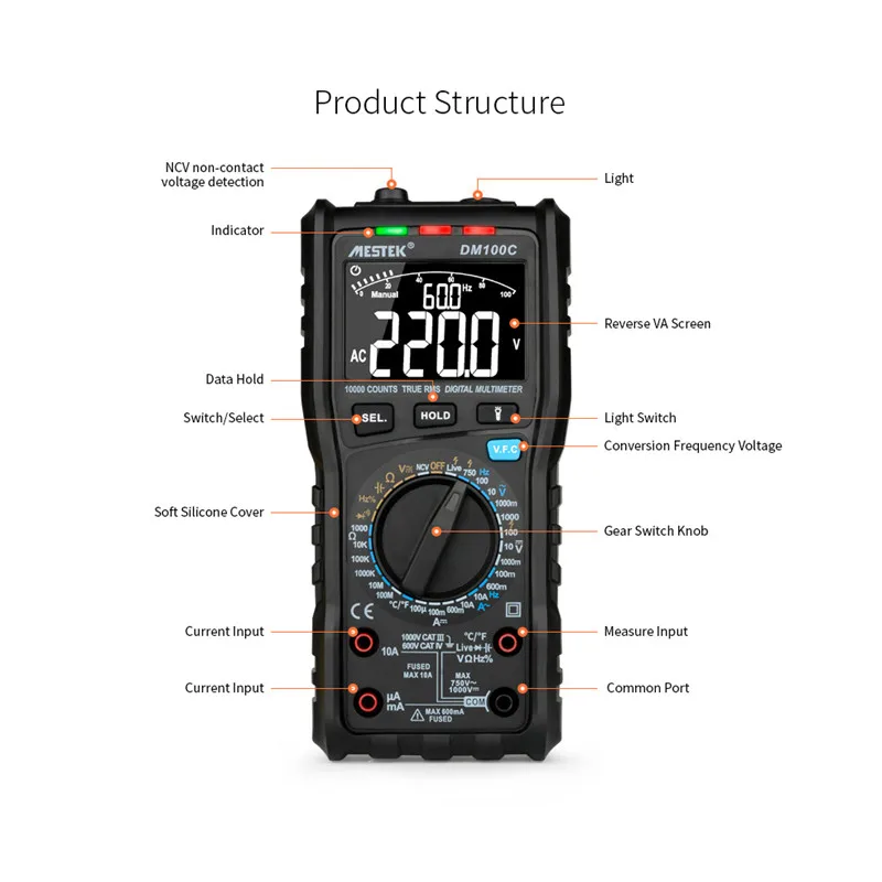 Мультиметр MESTEK DM100C высокоскоростной умный двухъядерный мультиметр с
