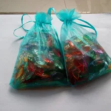 10*15 см 500 шт. голубой подарок Сумки для ювелирных изделий/свадьба/Рождество/День рождения Пряжа сумка с ручками Упаковка Из Органзы Сумки