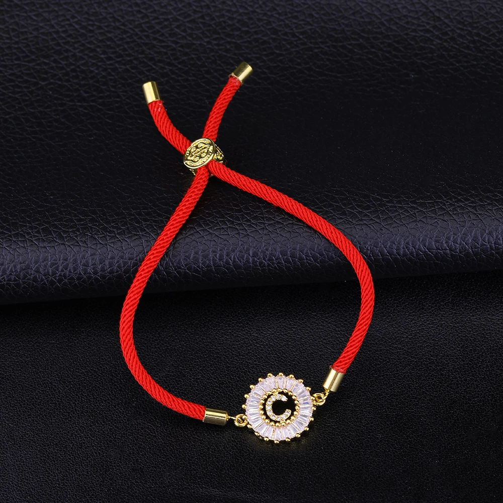 JUWANG Кристалл 26 первоначальных букв талисманы с Красной веревкой счастливые браслеты для женщин мужчин пара Счастливая веревка красные Ювелирные изделия Подарки