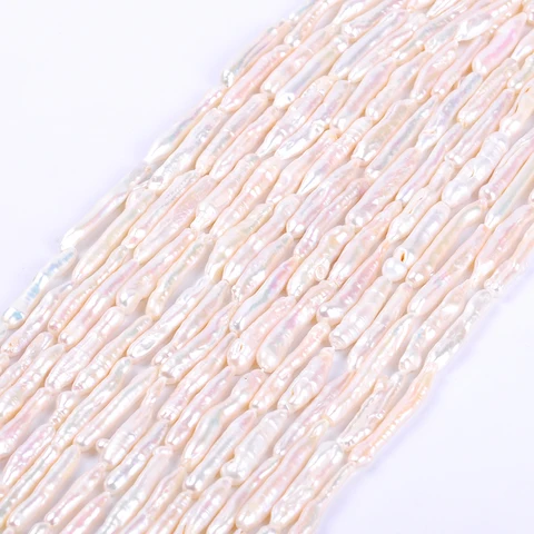 Pérola de Água Mesmo para Fazer Qualidade Branco Alongado Natural Doce Solta Vertente Contas Faça Você Jóias Pulseira Colar 1strand – Lot aa