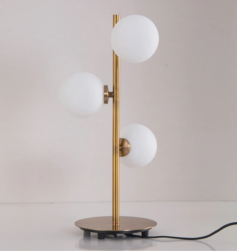 Светодиодный скандинавский минималистичный современный стеклянный стол, лампа с круглыми шариками, настольная лампа, украшение для комнатной спальни, для чтения, домашнее освещение