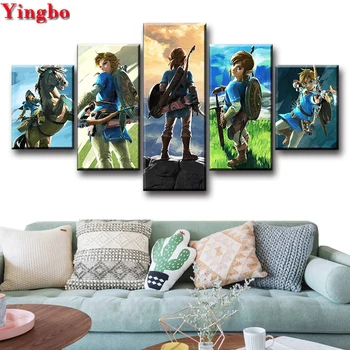 

Legend of Zelda DIY Diamond Painting Full Square round drill resin Diamond Embroidery 5 Pieces Diamond Mosaic sticker 5d art