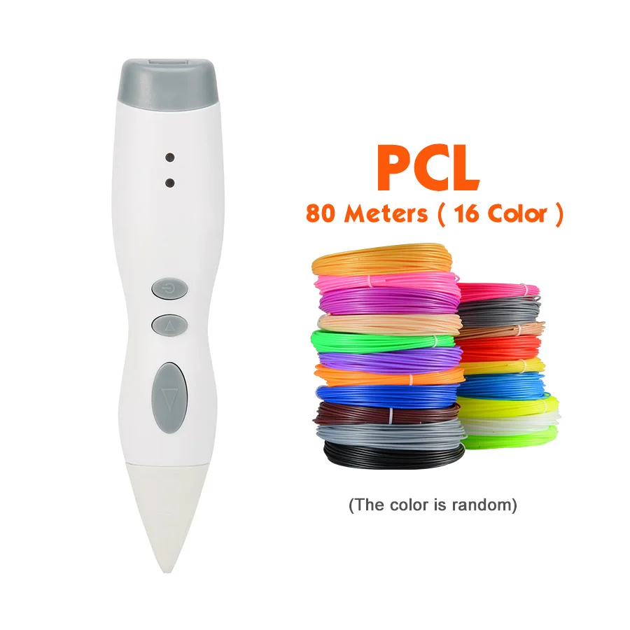 3D ручка с множеством оттенков низкотемпературная нить из ПКЛ 3d принтер рождественские подарки Lapiz 3D печать ручка для школы 3D карандаш гаджет - Цвет: White Add 80m PCL