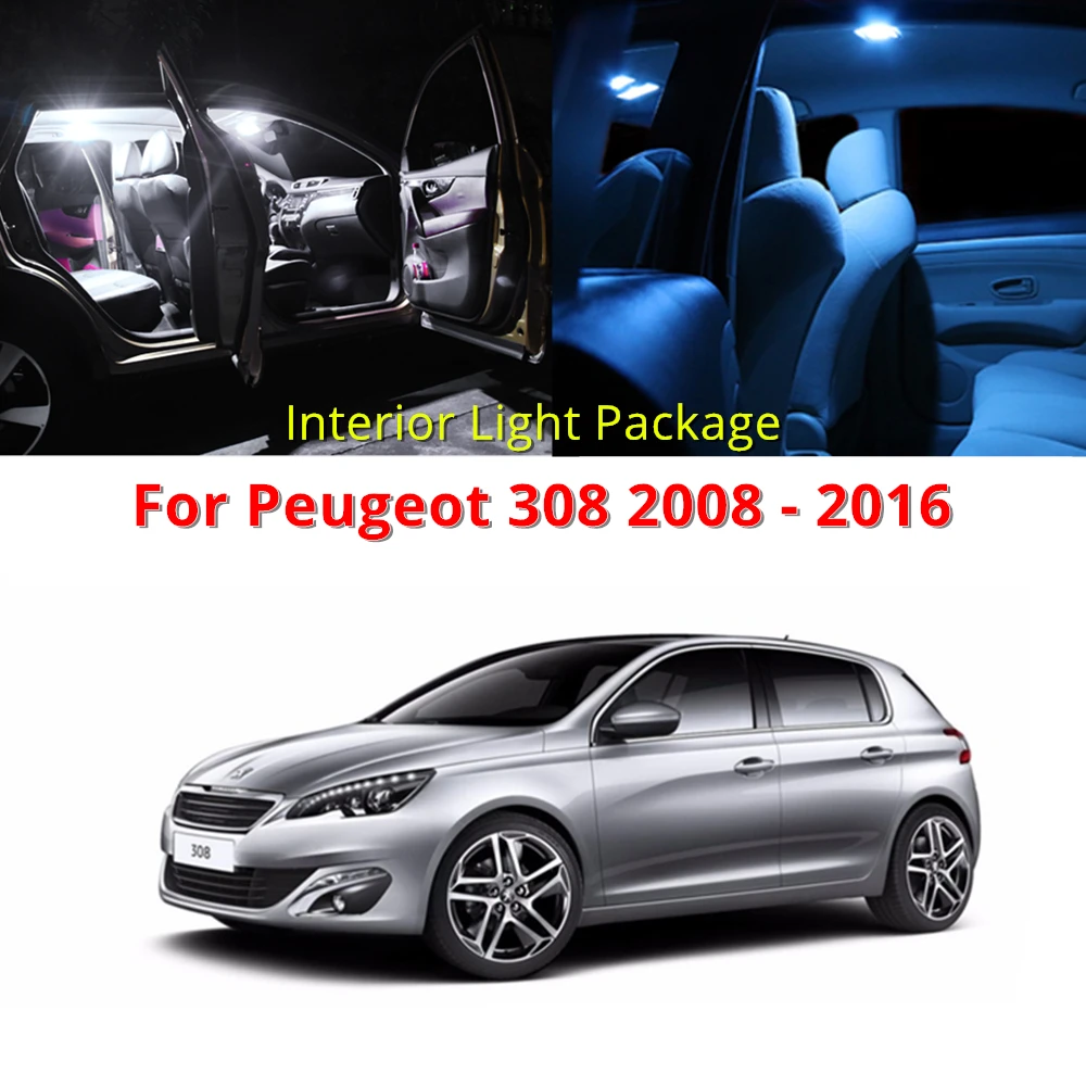 

WLJH 7x Canbus LED Front Rear Dome Map Light Trunk LED Interior Bulb Lamp Kit Package for Peugeot 308 2008 - 2016