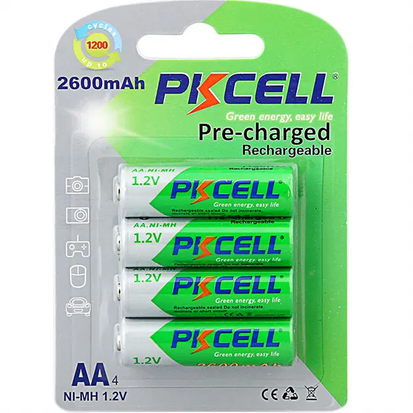 2 шт/8 шт PKCELL AA Ni-MH предварительно заряженные аккумуляторы 2600mAh 1,2 V низкая саморазрядная NiMh аккумуляторная батарея для фонарика камеры