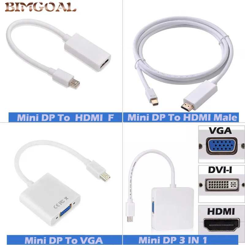 3 в 1 Mini DP DisplayPort для HDMI/DVI/VGA Display Port кабель адаптер Apple MacBook Pro|display port|vga display portdisplay port