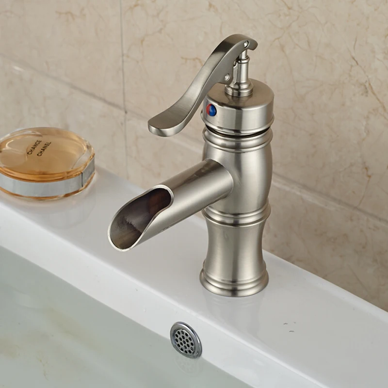 

Free Shipping Waterfall Bathroom Basin Faucet Single Handle Vanity Sink Tap Deck Mounted One Hole