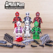 240 шт 0256-0261 Супер Герой Персонаж Гвен зеленый Дэдпул совместимые строительные блоки детские игрушки, строительные блоки