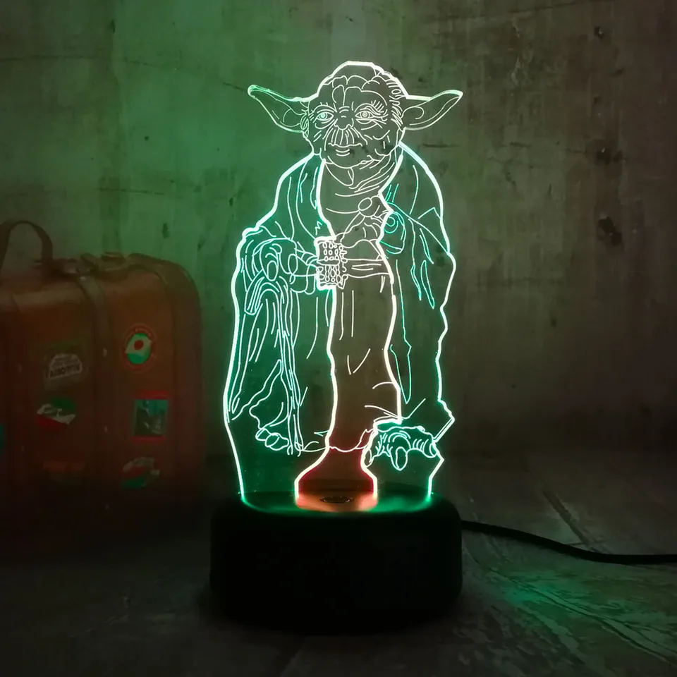 Star Wars Master Yoda 3D LED Acryl Tischlampe Nachttischlampe Leselampe 7 Farbe