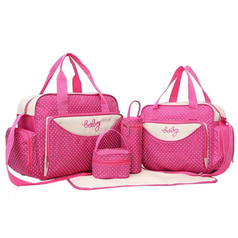5 шт./компл. детские сумки для подгузников сумка для мамы коляска для беременных материнская сумка для подгузников комплекты для мамы держатель для детской бутылочки материнский рюкзак - Цвет: mei red
