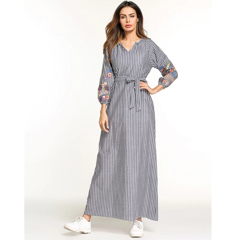 Vestidos 2018 UAE Kaftan Abaya Dubai Arab Women Long Linen...