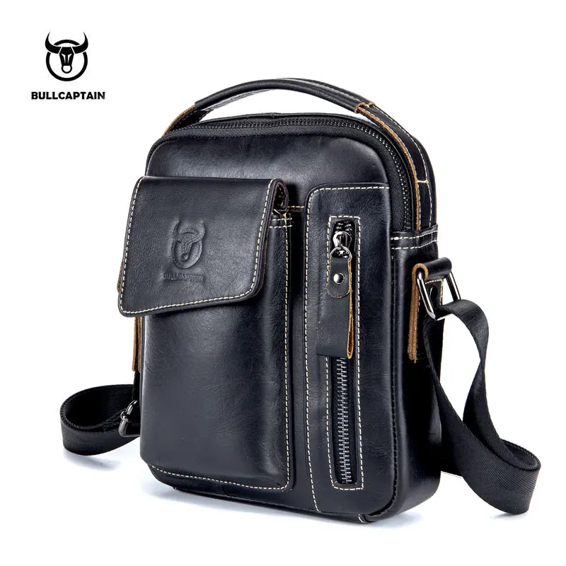 BULLCAPTAIN Genuine Leather Men Messenger Bag Casual Crossbody Bag Business Men&#39;s Handbag Bags ...