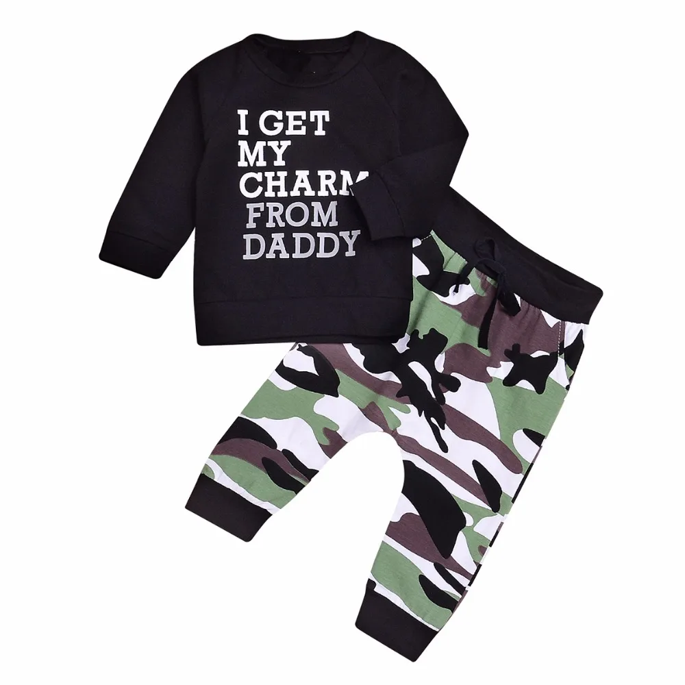 2 pcs Baby boy clothes set Infant Toddler Hip Hop Boy Letter print T