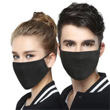 

1Pcs Fashion Autumn Winter Warm Mouth Masks For Women Men Unisex Solid Black Fine Wool Windproof Cycling Outdoor Face Masks