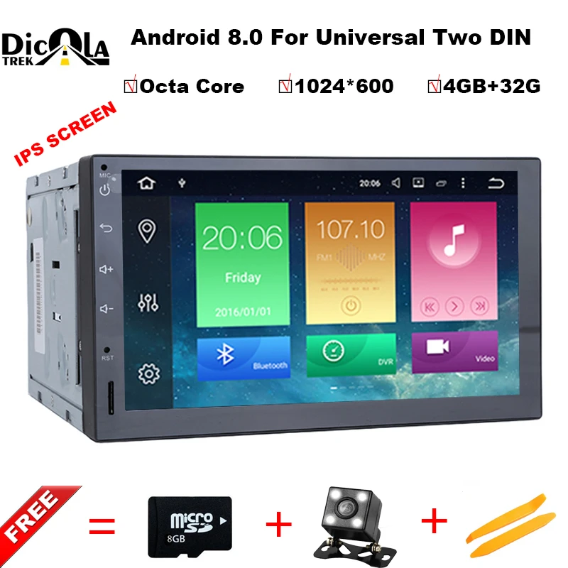 

1024*600 7" Android 8.0 Octa Core 4G RAM 32G ROM Universal Car Radio Auto 2 Din Car DVD Player In Dash GPS Stereo Head Unit