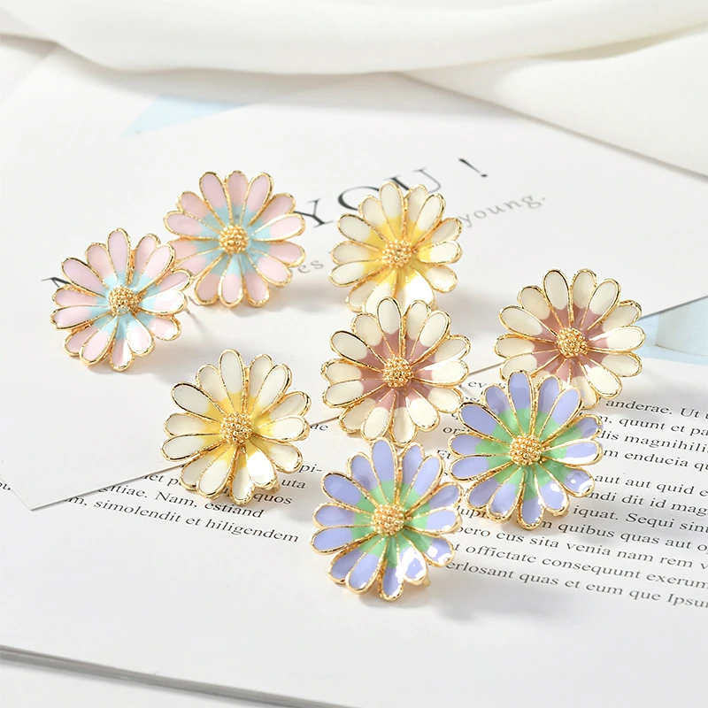 

Alloy drop flower daisy hanging invisible 925 Silver Needle Earrings Material diy Earrings Accessories