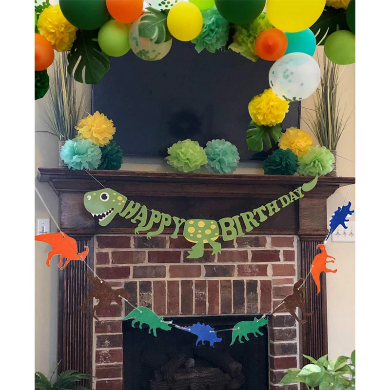 90 шт джунгли вечерние украшения динозавр день рождения воздушный шар из фольги воздушный шар с динозавром сафари Рекс Динозавр татуировки с днем рождения баннер