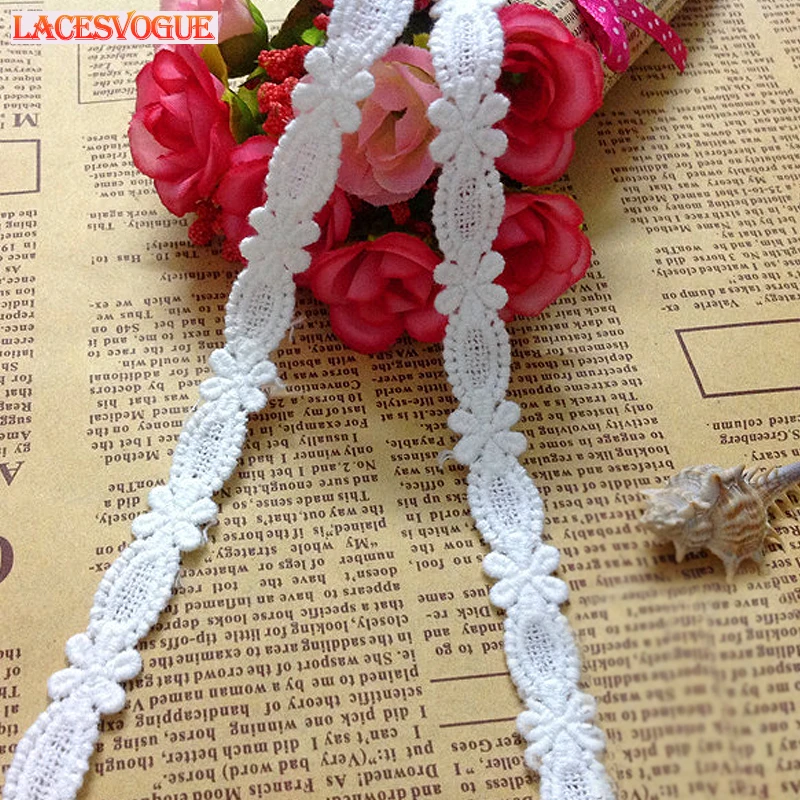 

19 yards/lot Milk white Cotton lace trim Water soluble Lace Fabric Cothing materials Lace ribbon DIY Lace Accessories LAVO555