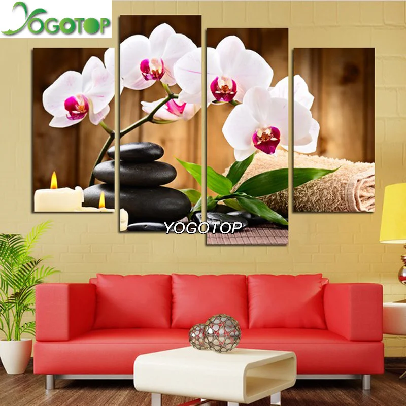 

YOGOTOP Diy 5D Diamond Painting Cross Stitch Kits Full Diamond Embroidery Orchid stone Diamond Mosaic Home Decor 4pcs/set ML037