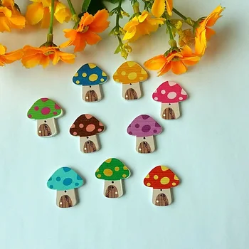 

30/50pcs/pack Mushroom Pattern Wooden Buttons Randomly Mixed Sewing Supplies /Decorative /Scrapbook Supplies botones de madera