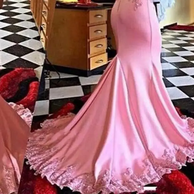 Vestidos de formatura/Вечерние платья больших размеров, пикантное платье для выпускного, прозрачное кружевное розовое платье для выпускного вечера с русалочкой es Robe de bal longue