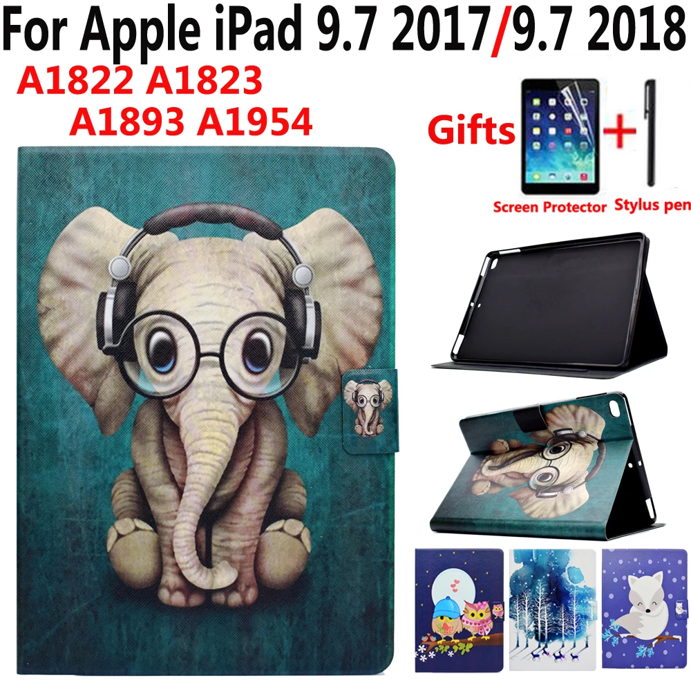 С рисунками животных из мультфильмов чехол для Apple iPad 9,7 5th 6th поколения A1822 A1823 A1893 Air 1 2 Air2 Smart Cover с Экран пленка