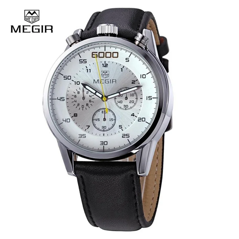 

MEGIR Brand Men's Business Casual Analog Quartz Watch 2016 Leather Wristwatches Dial Stainless Steel relogio masculino 3005