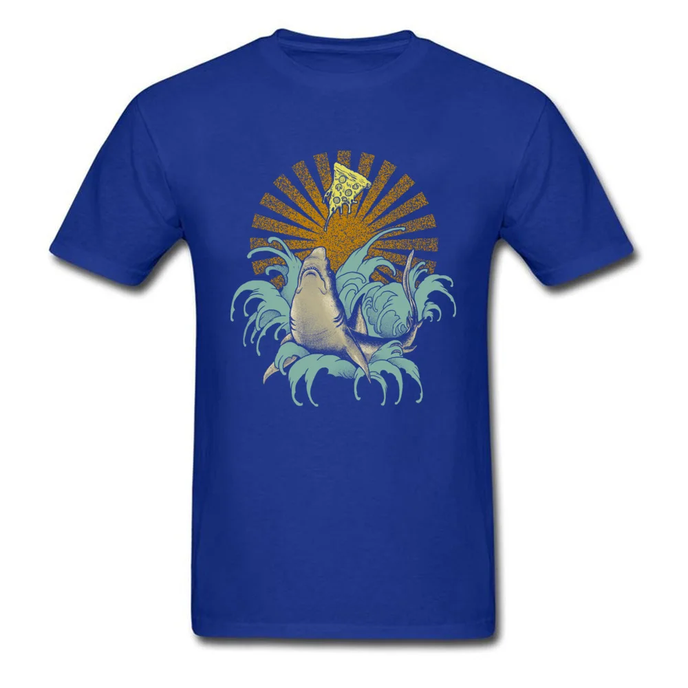 Shark pizza T Shirts for Men Casual Summer Tees Short Sleeve 2018 New Custom Tshirts Crew Neck Pure Cotton Free Shipping Shark pizza blue