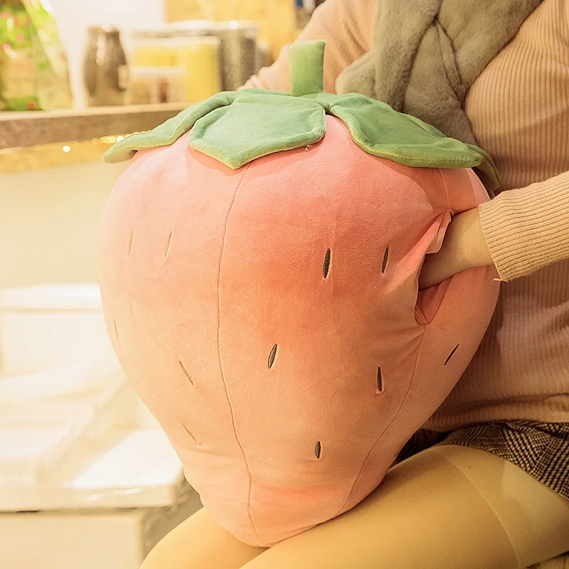 Dorimytrader kawaii soft strawberry plush pillow fruit Korean doll hand warm toy doll for girl gift decoration 20inch 50cm DY50527 (1)