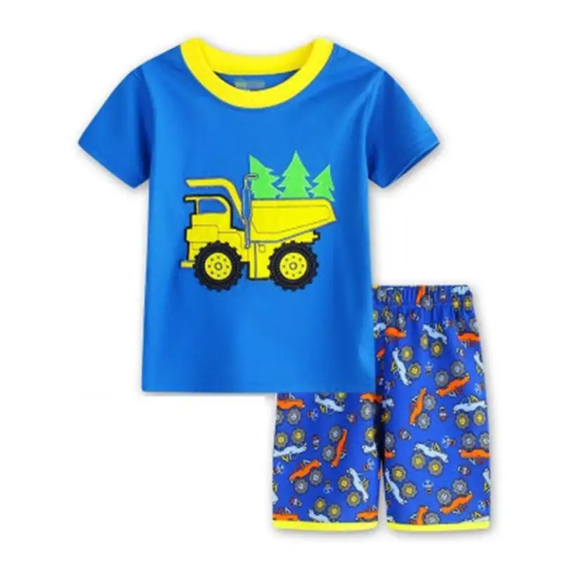 Летний стильный комплект детской одежды, Детские пижамные комплекты с героями мультфильмов для мальчиков, пижама для девочек, футболка с короткими рукавами+ штаны, 1 компл./лот
