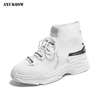 

Light High Top New Breathable Flying Socks Shoes Man Women Sports Stretch Sport Sneakers Flat Running Shoes For Men Sneaker Shoe