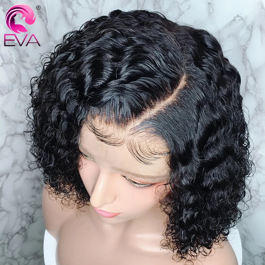  Eva Short 13x6 Lace Front Human Hair Wigs Pre Plucked With Baby Hair Brazilian Remy Curly Lace Fron