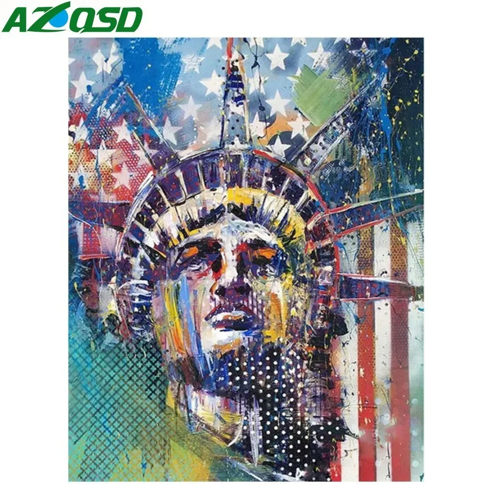 

AZQSD DIY Diamond Mosaic Scenery Needlework Full Square Diamond Painting Statue Of God Cross Stitch Diamond Crystal Wall Art