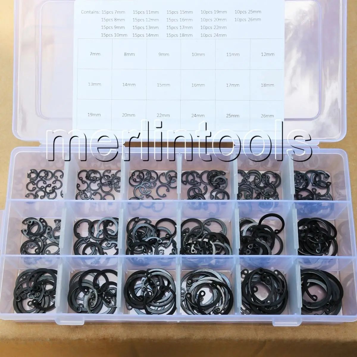 240Pcs 18 Kinds Steel Internal Circlip Retaining Ring Snap Ring Assortment Kit 