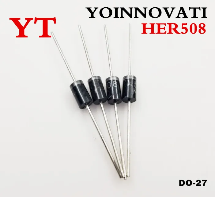 100 шт./лот HER508 5A 1000V DO-27 высокоэффективный выпрямительный диод. | Электронные