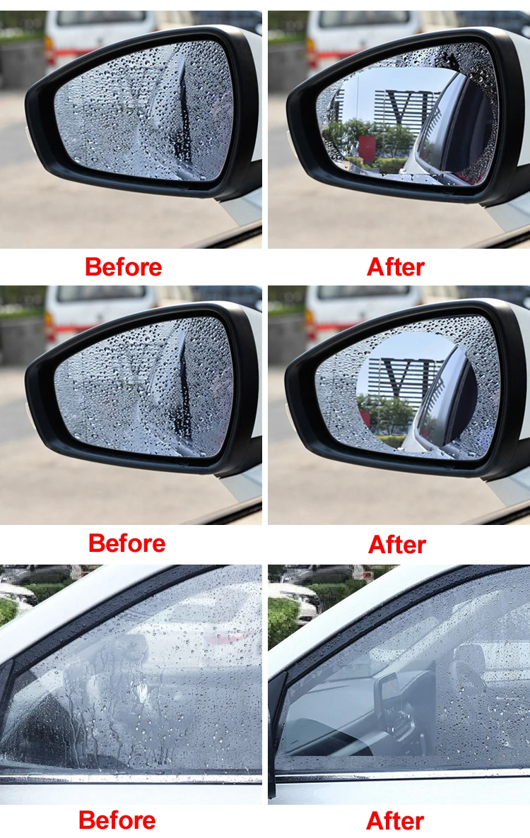 2Pcs Car Rear Mirror Protective Film Rainproof Anti Fog Anti Glare Auto Anti Mist Window Film Rearview Mirror Clear Foil (2)