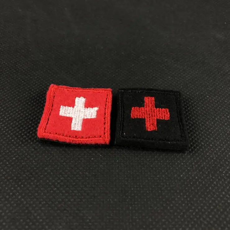 10pcs Embroidery Mini Swiss Flag Patch Hook Loops Cross Tactical