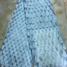 Светло-голубой французским кружевом высокого качества Европа и Америка Мода 3D аппликация кружевной ткани белый африканская ткань для свадьбы