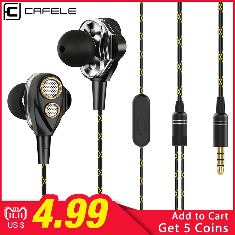 

Cafele SMN-16 Wired Earphone Headphone Wire with Mic for iPhone Huawei Samsung Earphone with Wire 3.5mm Jack