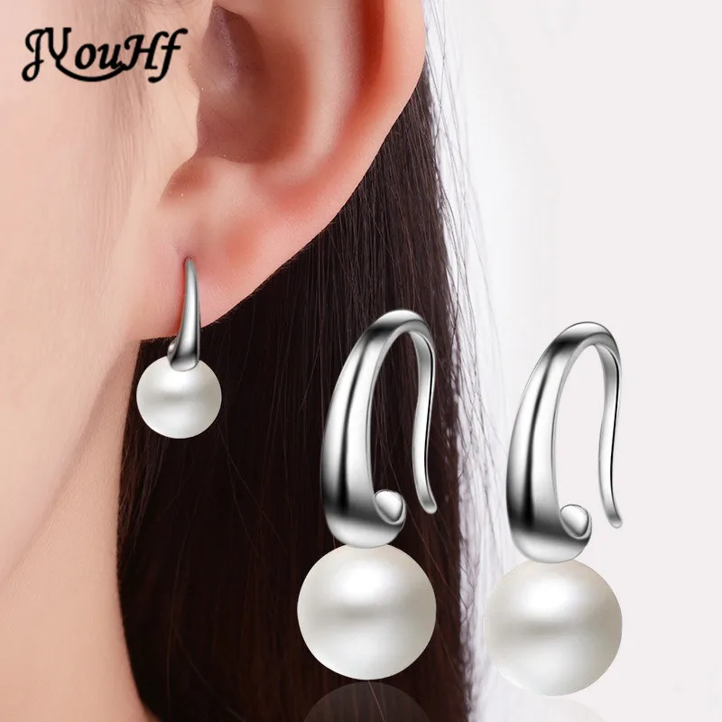 

JYouHF Fashion Women 10mm Simulated Pearl Earrings Hook Korean Cute Long Pearl Stud Earrings for Women Accessories Jewelry