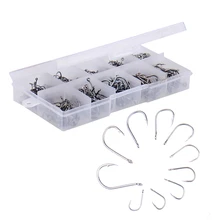 500 шт./партия, рыболовный крючок из углеродистой стали, прочная Рыбная блесна, рыболовные крючки с коробкой для рыболовных снастей 5#-15