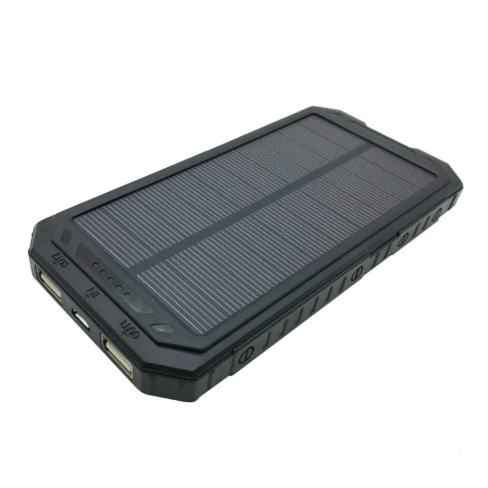 Power Bank 20000mAh Солнечное водонепроницаемое двойное usb-зарядное устройство для смартфона Внешняя батарея зарядное устройство для iPhone Xiaomi samsung