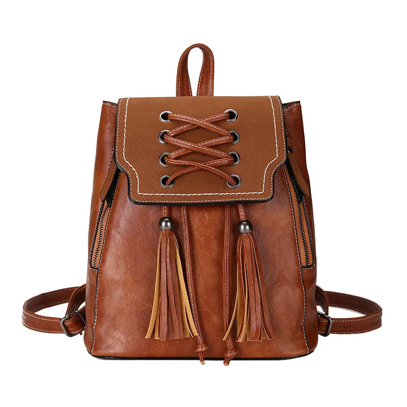 

women Bohemian style hippie Boho vintage backpack ladies canvas tassel fur shoulder bag winter Bag ethnic bags knapsack
