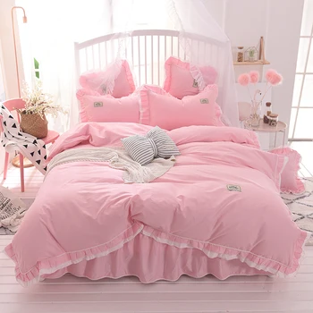 

2018 new princesses all cotton Bedding set 3/4Pcs Twin Queen King size Kids Girls Bed set Duvet cover Bed skirt set