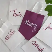 Индивидуальные имена цвета пакеты для свадебных подарков, подарок для невесты сумки, вечерние сумки, надпись «Bride Tribe» подарочные пакеты, свадебные бумажные пакеты