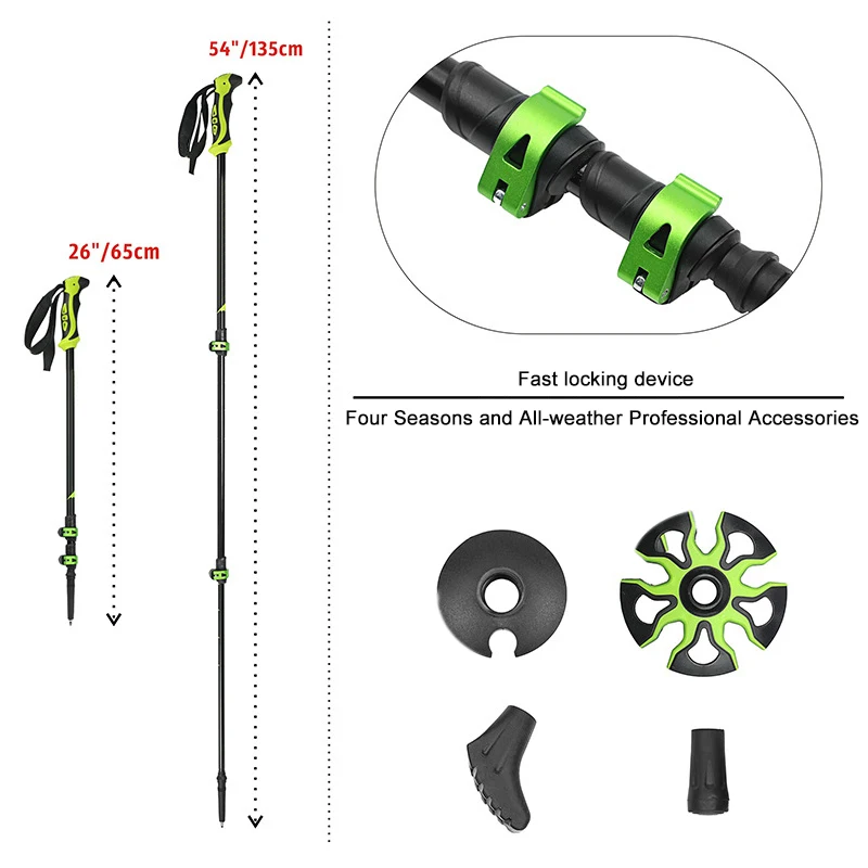 Pólos de Trekking de Pouco Bengalas de Caminhada de Acampamento de Alumínio Peso Pólos Caminhadas Muletas Telescópicas 65cm135cm 9 de caminhada de acampamento de alumínio pólos