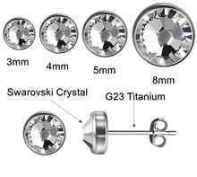 Rzadkie metalowe kolczyki z tytanu dla kobiet mężczyzn dziewczyny 12 kolorów zwykłe kryształki kolczyki kolor srebrny kolczyki do uszu(China)