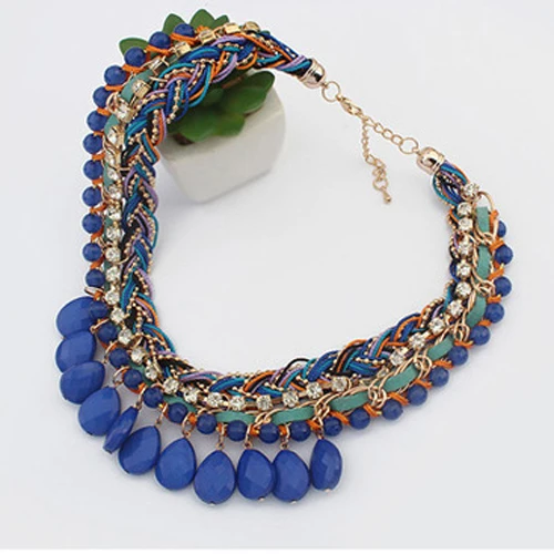

Ethic Style Crystal Chain Beads Charms Pendant Women's Multilayer Bohemian Necklace
