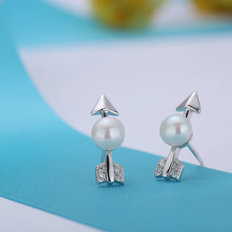 

Romantic Inlaid Zircon Arrow Stud Earrings Mounts Girl Sterling Silver Jewelry Making Accessories